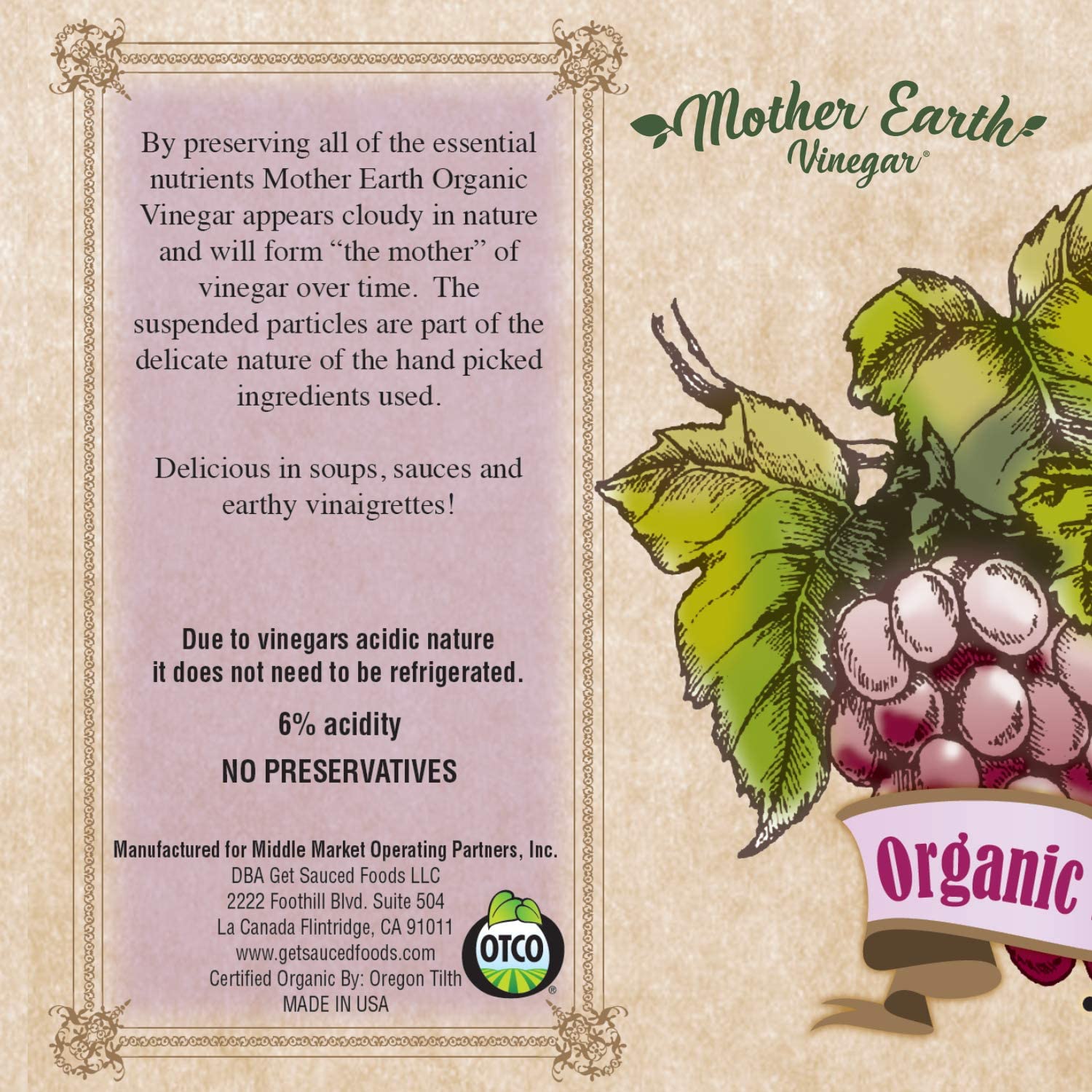 Mother Earth label beside recipe ideas signaling versatile kitchen use