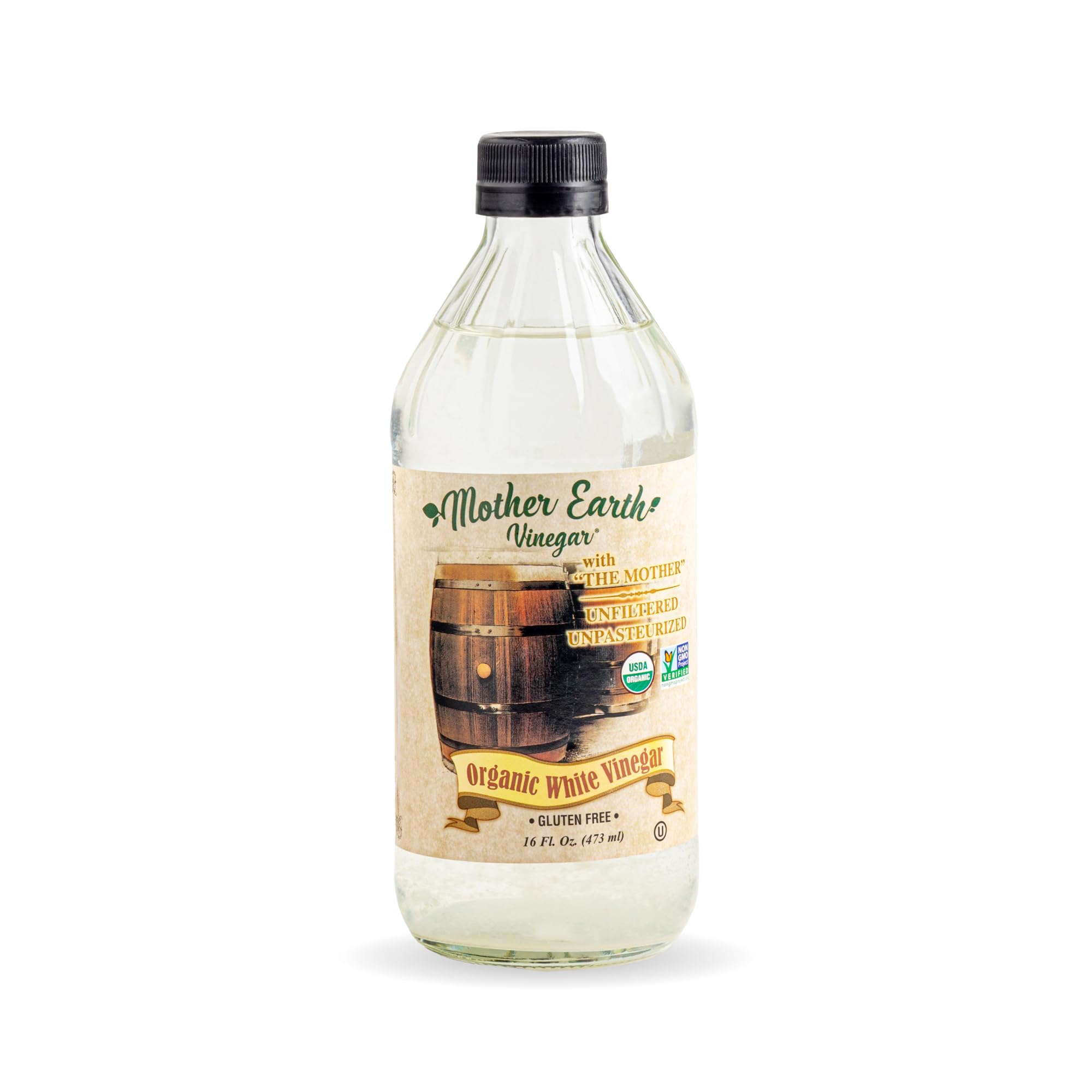 Mother Earth Vinegar bottle 16oz for cooking and pantry staples.