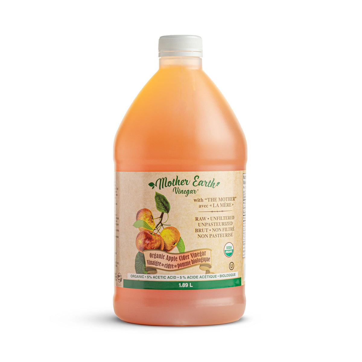 Mother Earth Vinegar bottle with The Mother visible, ideal for salad dressings