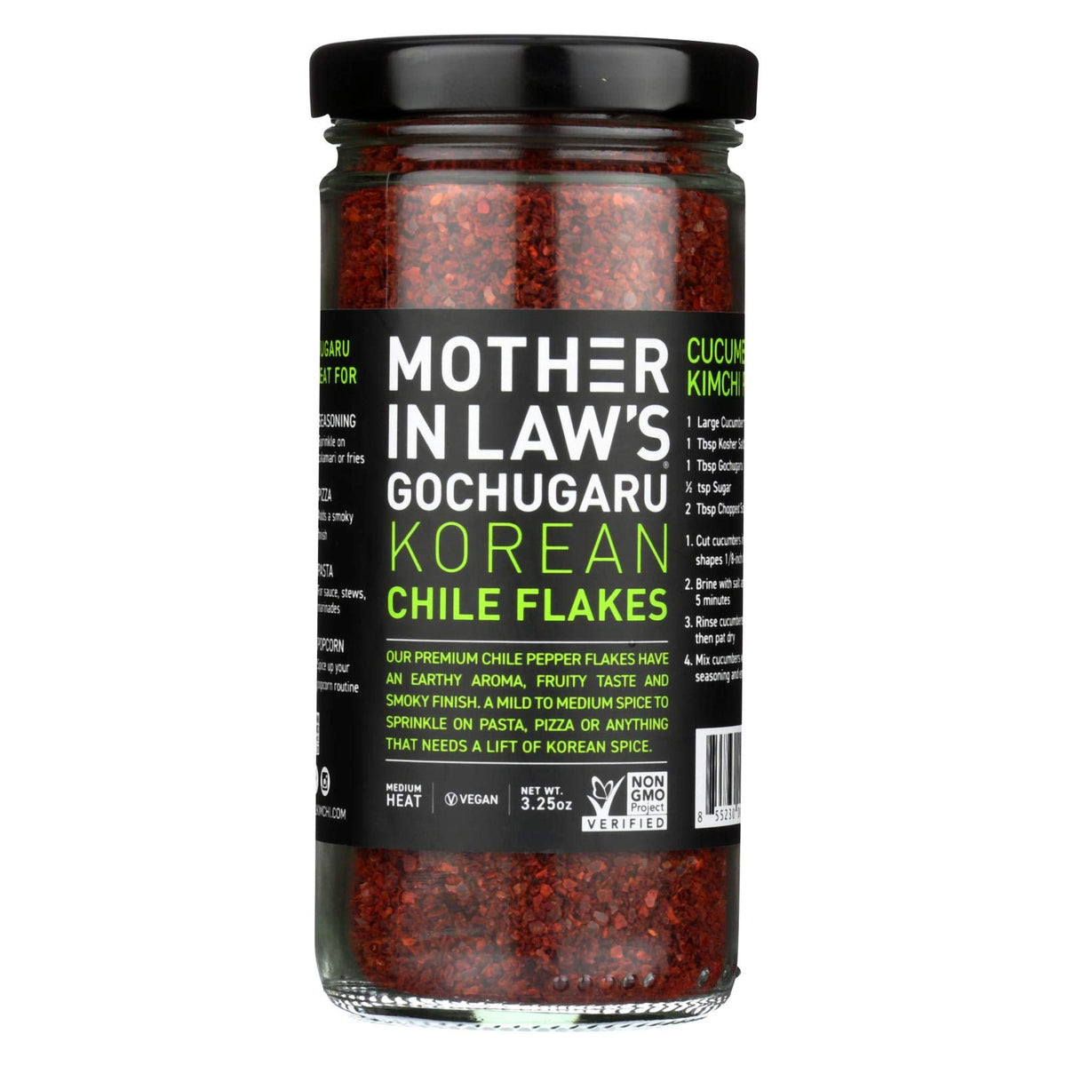 Mother In Law's Kimchi gochugaru jar with premium chili flakes for cooking