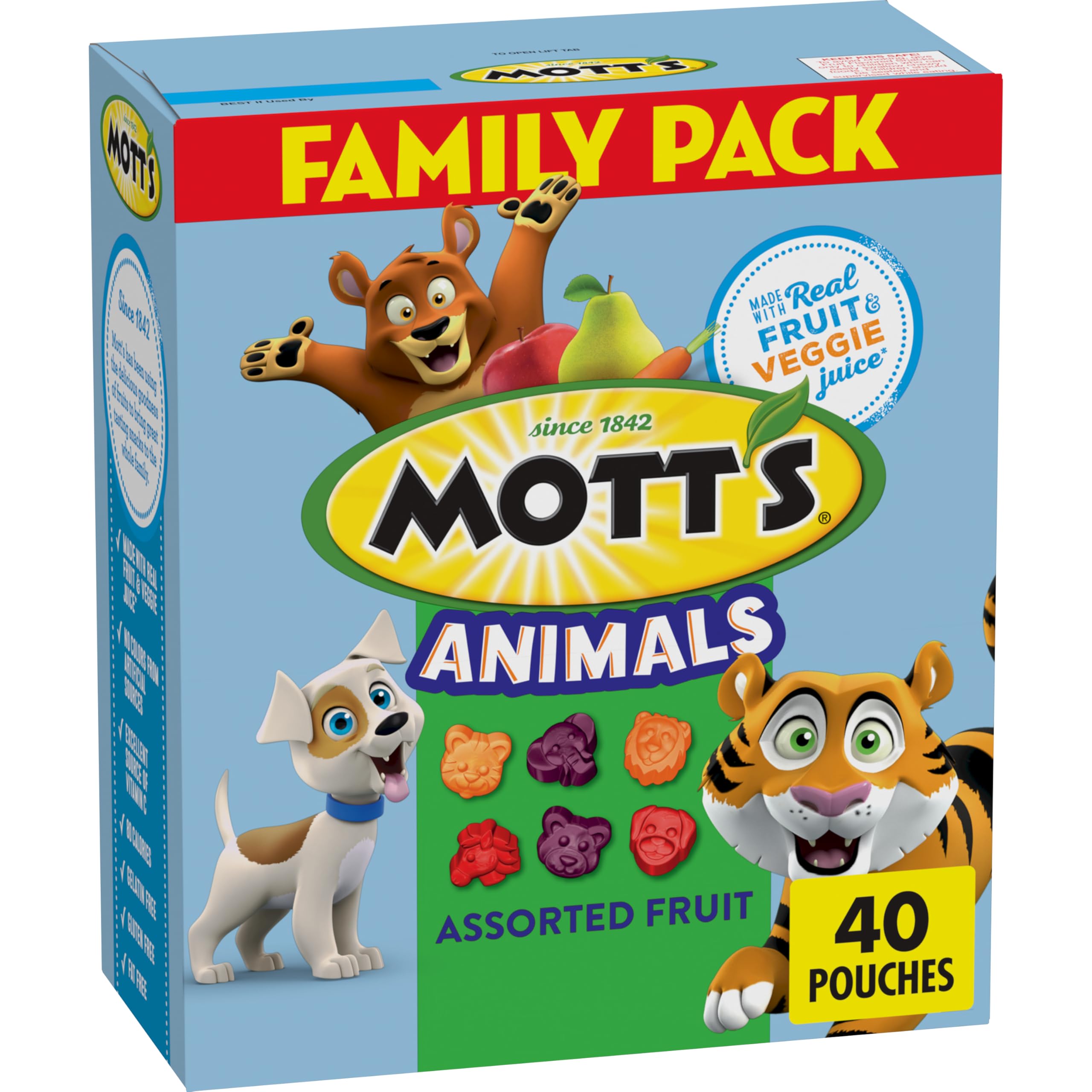 Mott's Animals Snacks pouch close-up, ideal for on-the-go snacking.