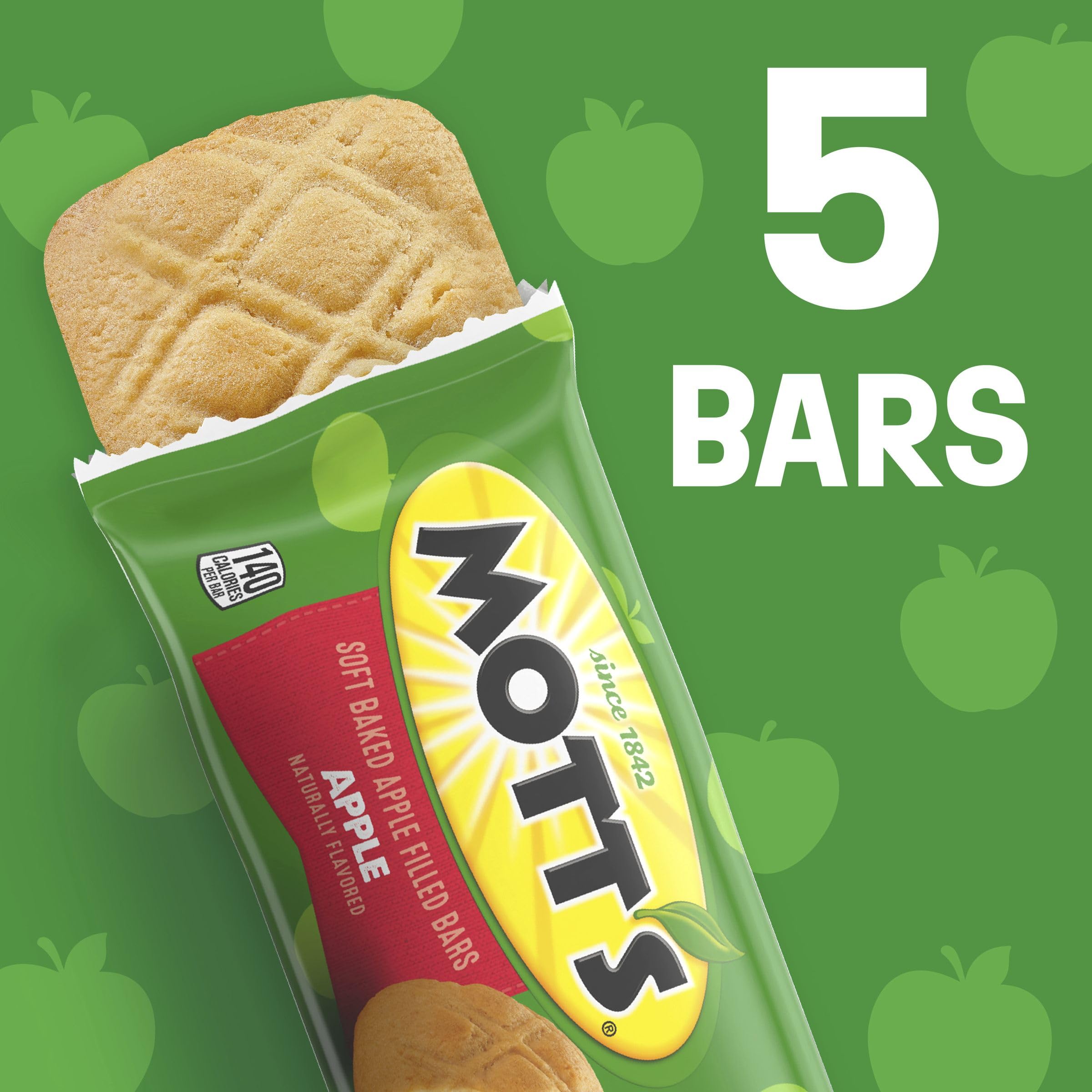 Cross-section shows apple puree filling inside a Mott's bar.