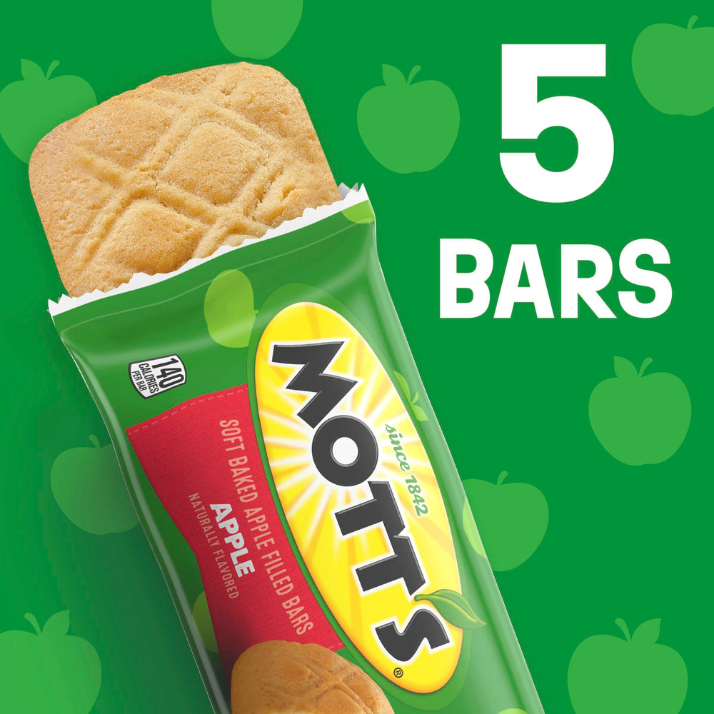 Cross-section shows apple puree filling inside a Mott's bar.
