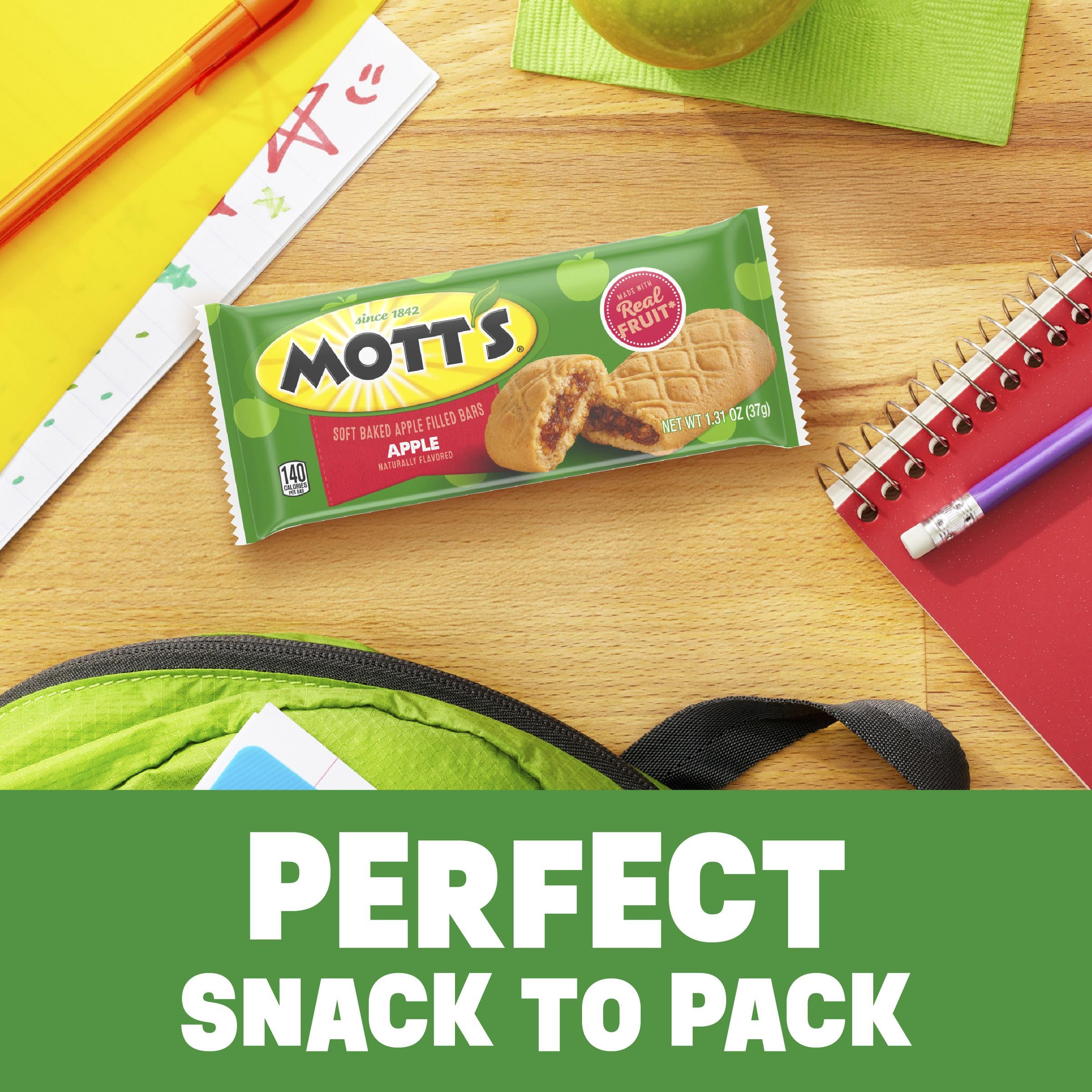 Mott's bar paired with milk for a balanced snack option.