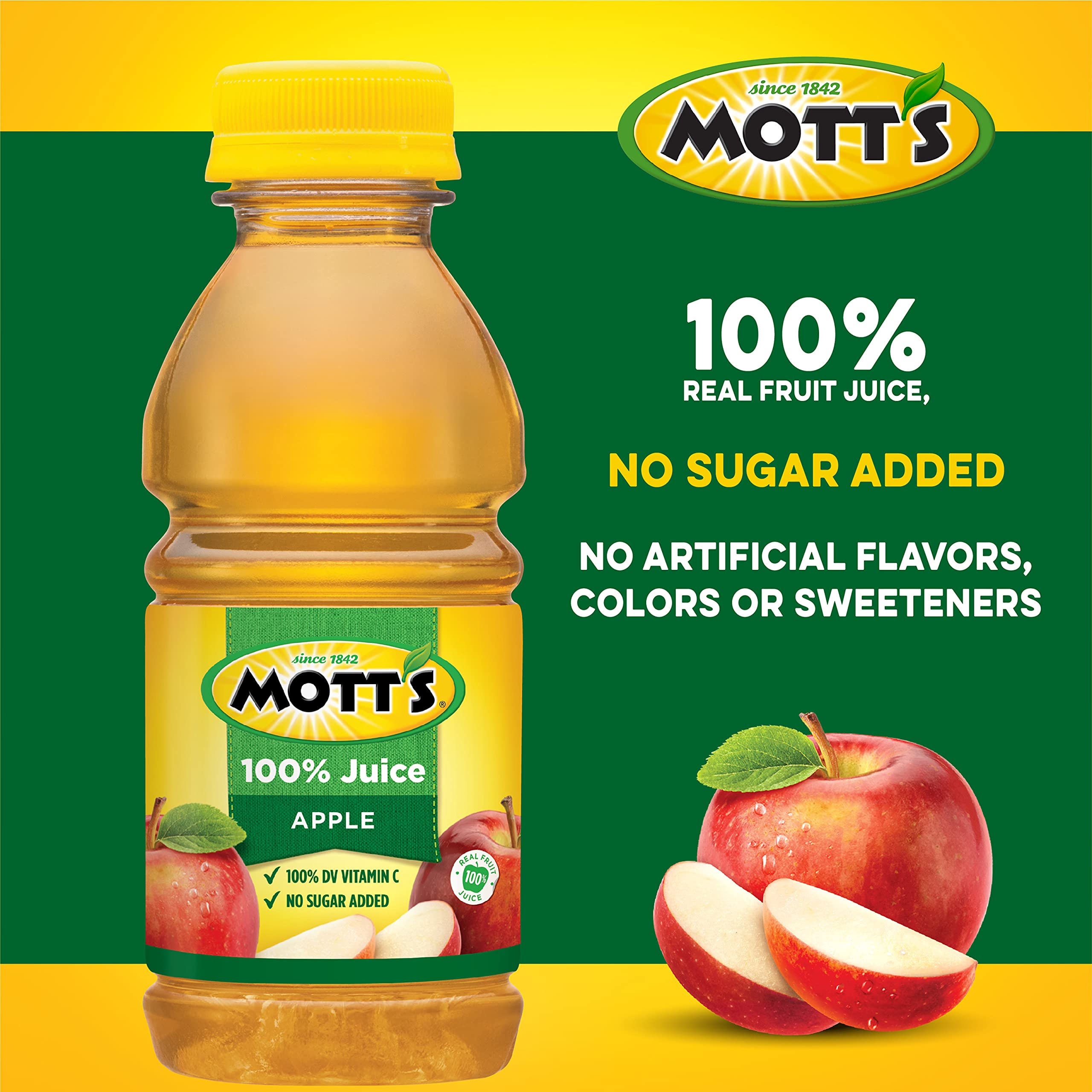 Mott's Apple Juice bottle with cap closed for on-the-go refreshment