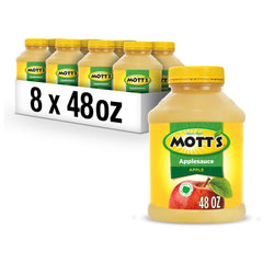Mott's Applesauce 48 oz jar pack of 8 front view, convenient family-size snack.