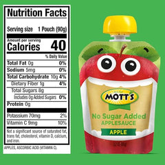 Mott's applesauce clear pouch pictured for mess-free lunchbox moments
