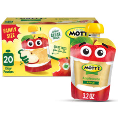 Motts Applesauce clear pouch on-the-go snack for kids.