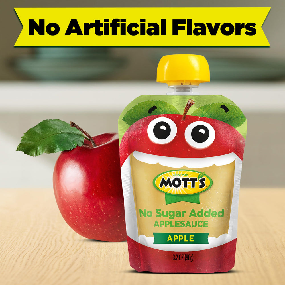 Mott's applesauce with no artificial flavors preserves real fruit taste