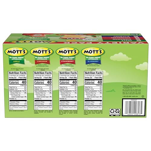 Mott's applesauce strawberry flavor pouch offers fruity snacking with no artificial flavors.