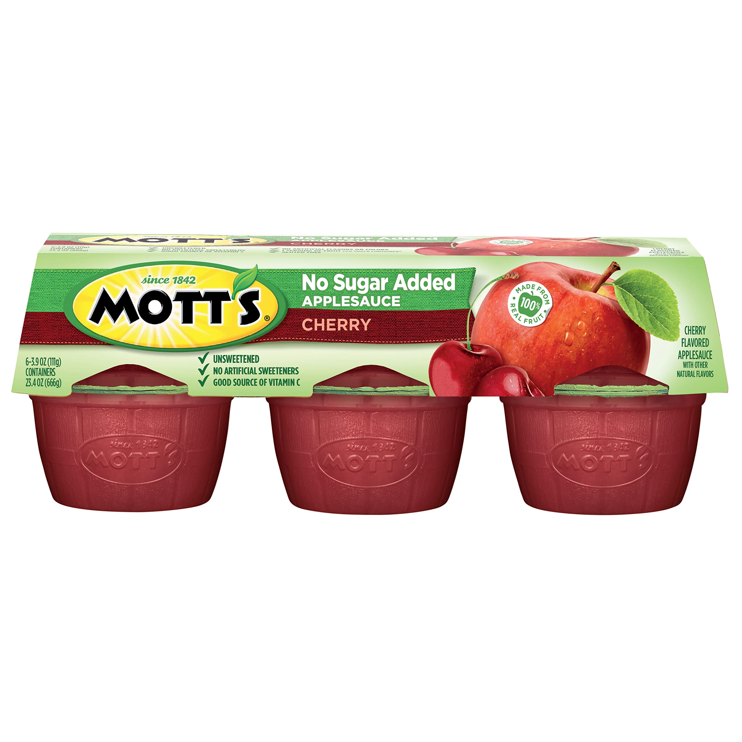 Mott's Cherry Applesauce no sugar added, perfect for balanced snacks