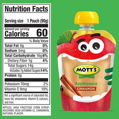 Mott's Cinnamon Applesauce on-the-go pouch for portion-controlled kids' snack