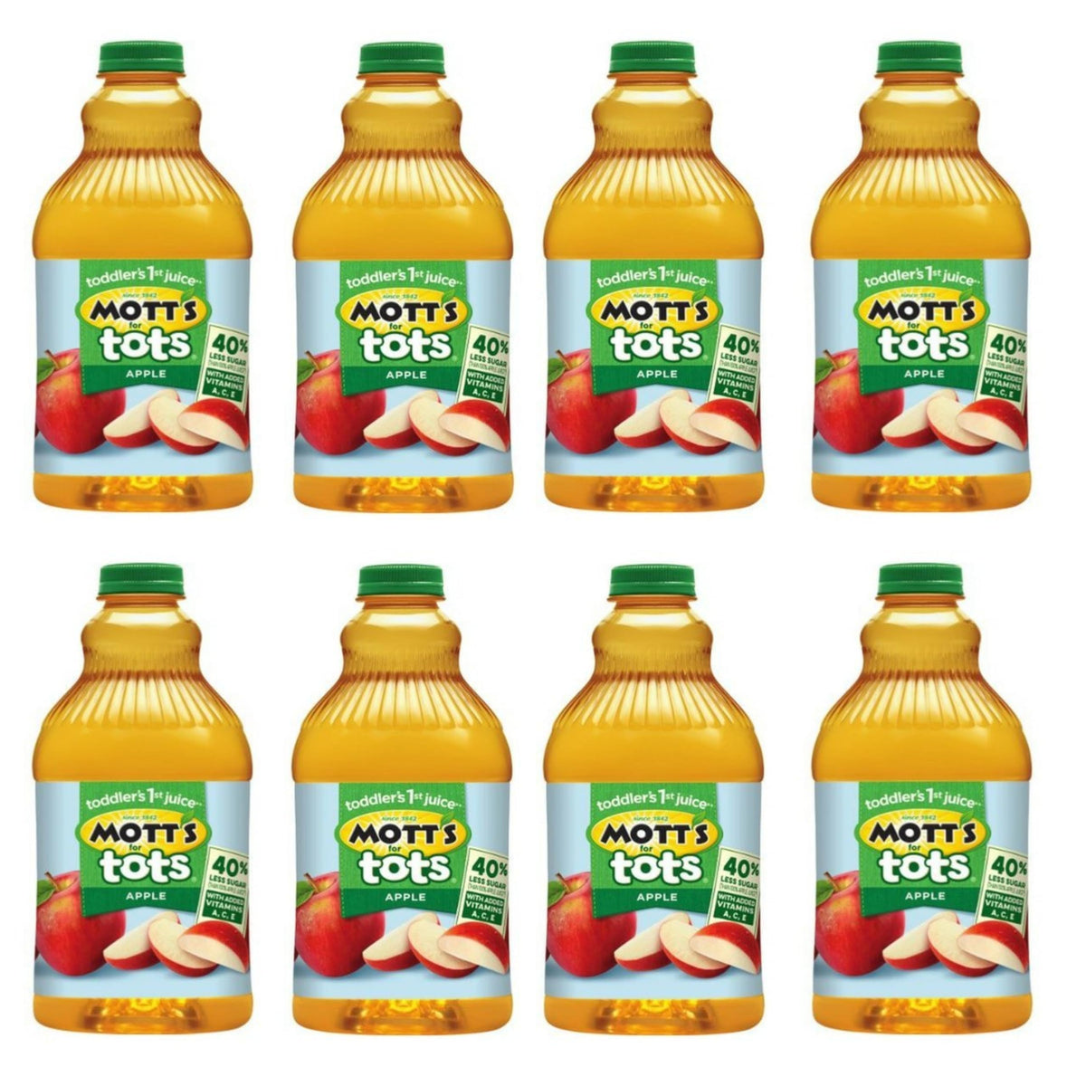 Mott's For Tots apple juice bottle showing toddler-friendly hydration