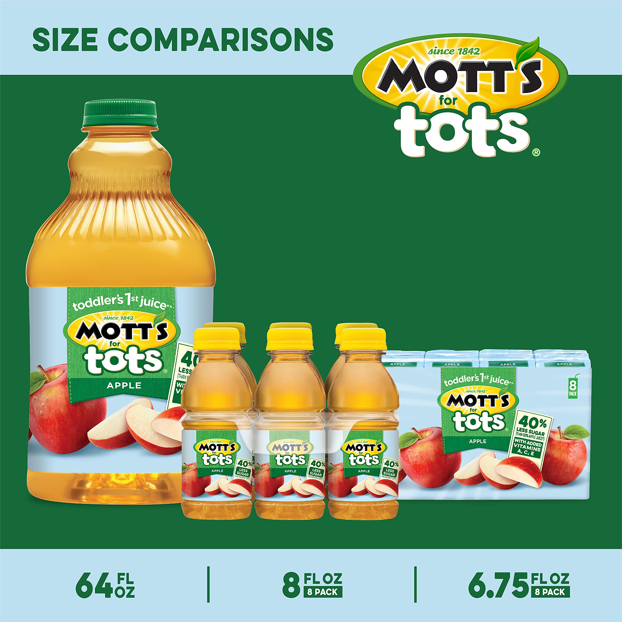 Clear glass with refreshing Mott's For Tots apple juice ready to sip