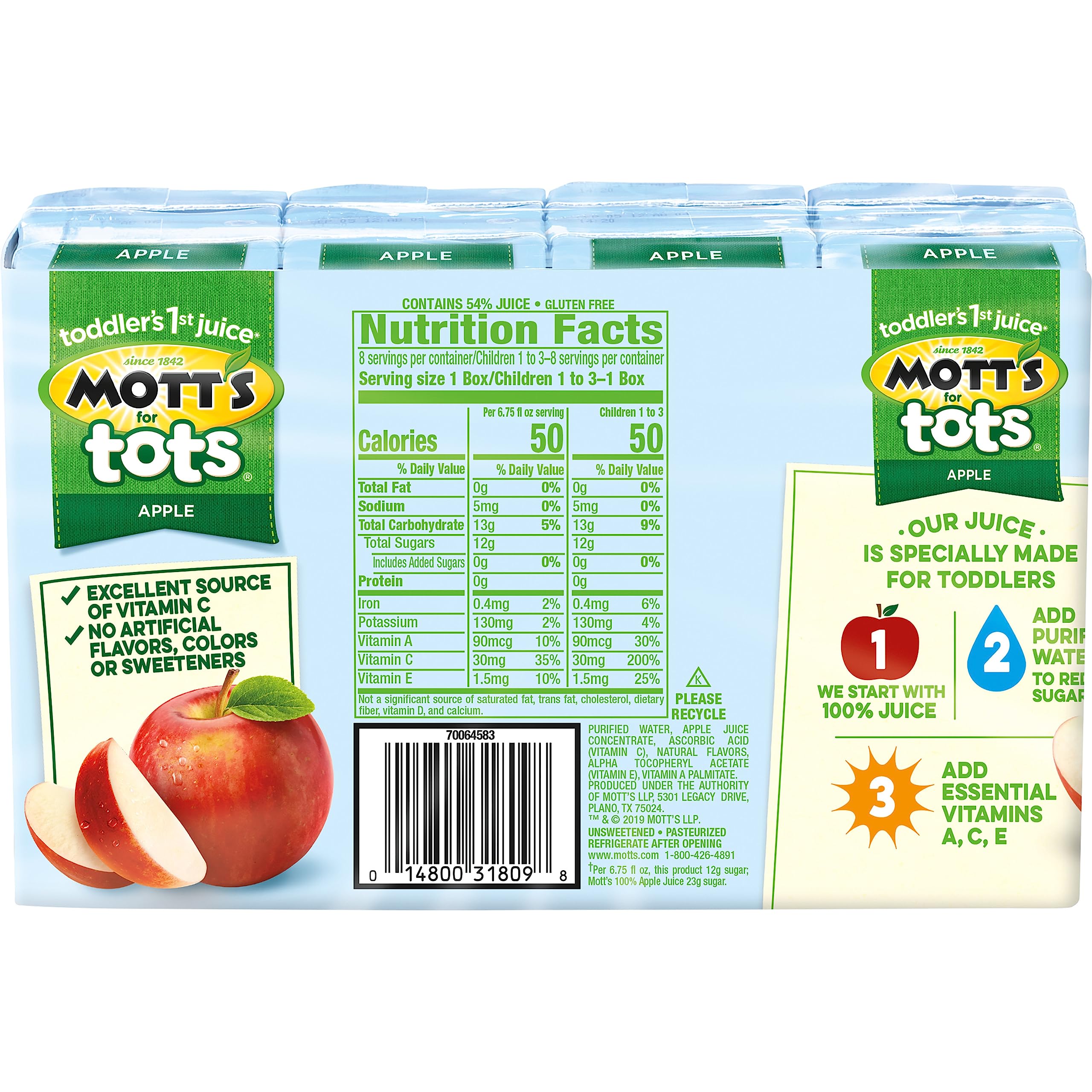Mott's For Tots apple juice pour highlights easy serving for kids