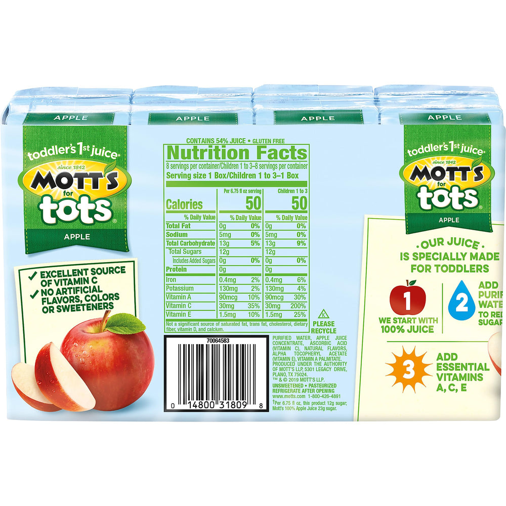 Mott's For Tots apple juice pour highlights easy serving for kids