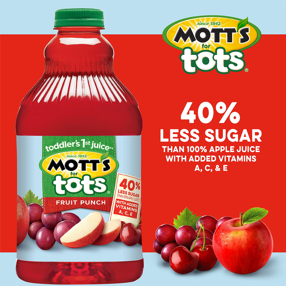 Mott's For Tots Fruit Punch being poured into a cup for toddlers.