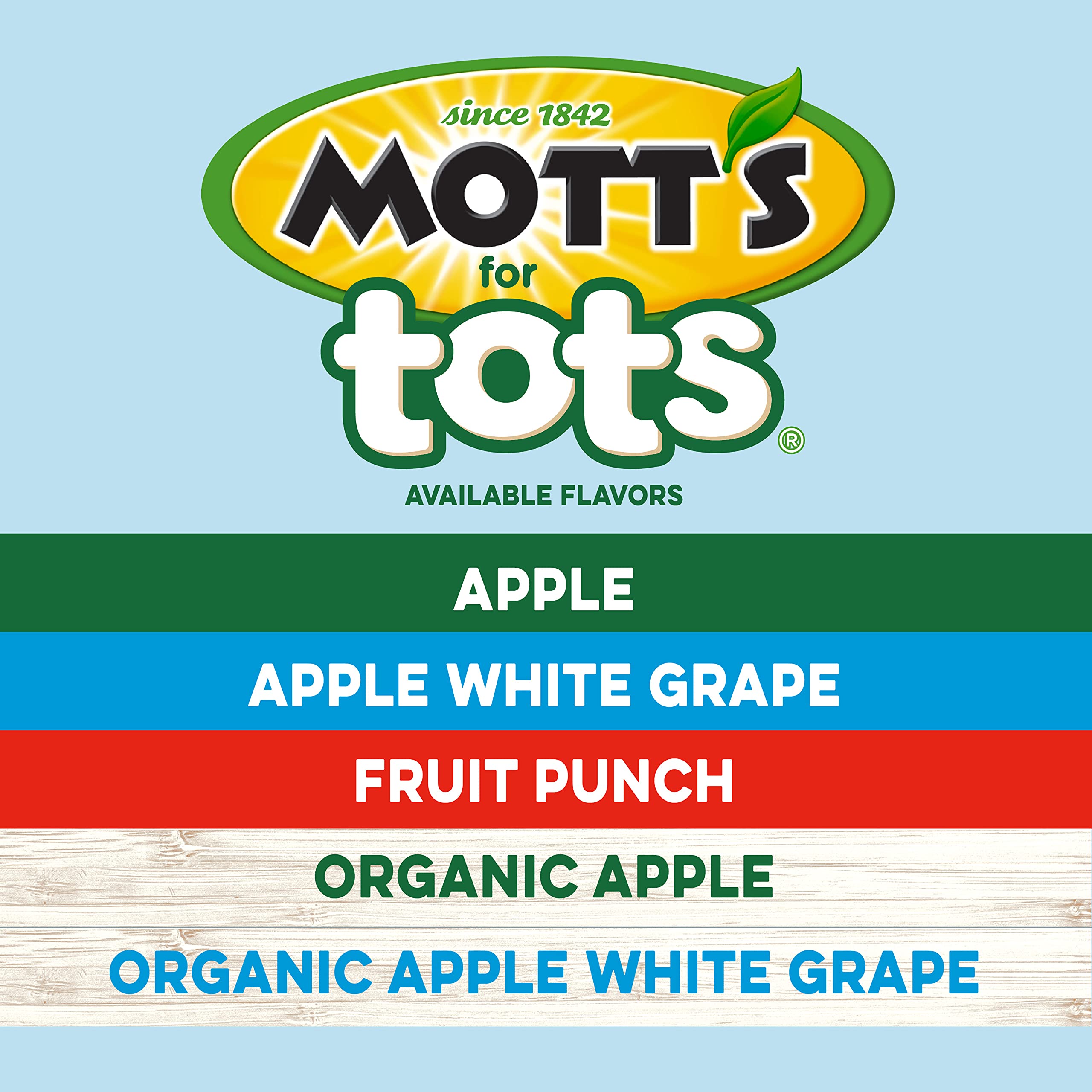 Mott's For Tots label on a bottle with a bright fruit punch aroma.