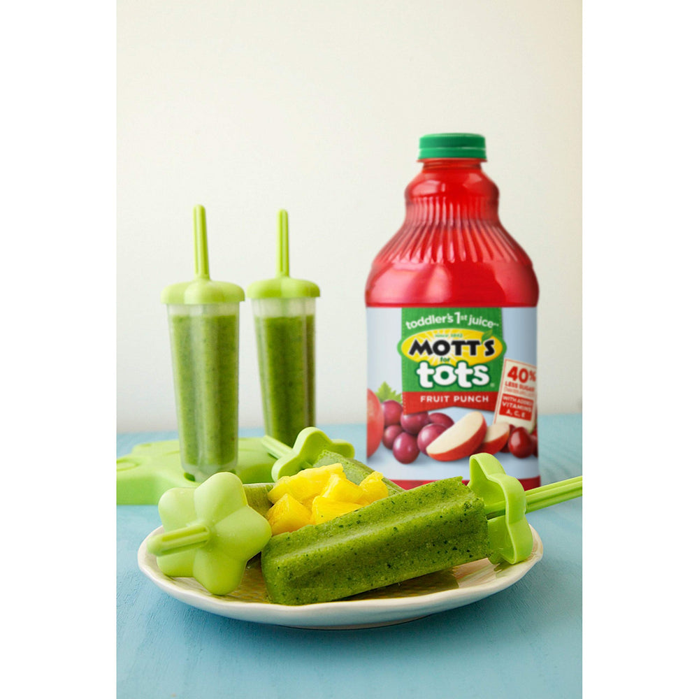 Mott's For Tots Fruit Punch eight-bottle pack in a pantry setting.