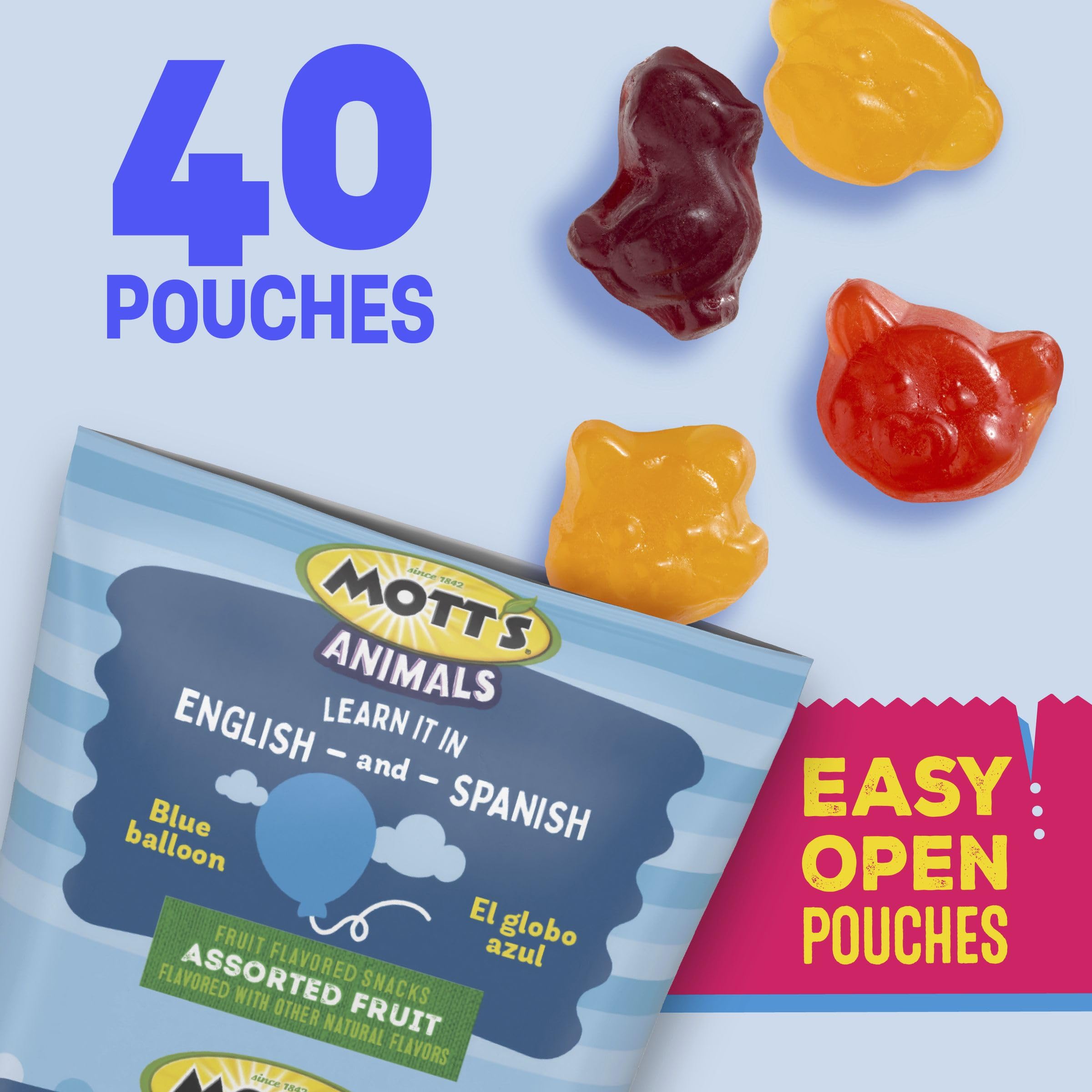 Mott's gluten-free fruit snacks in playful animal shapes for kids.