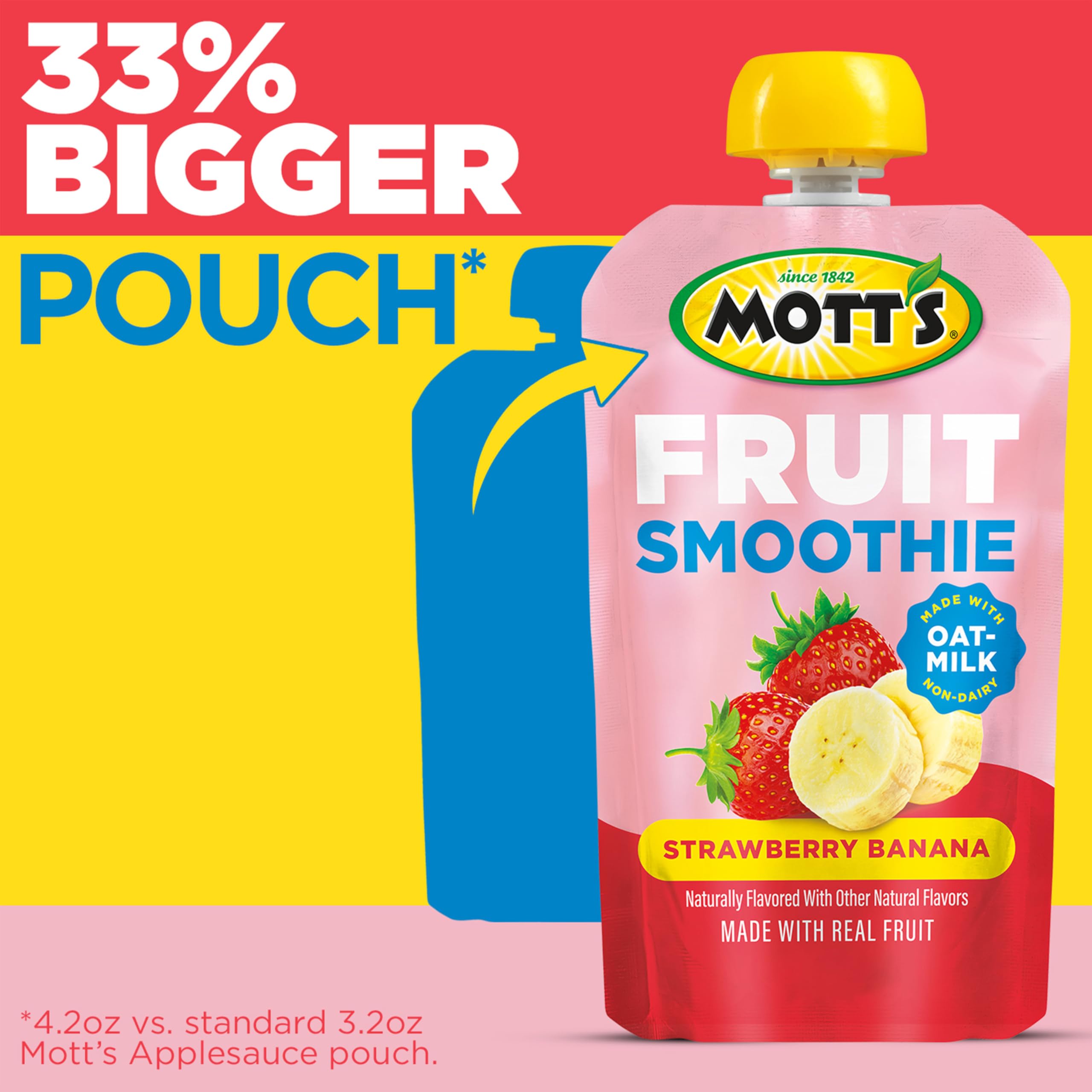 Mott’s 4.2 oz clear pouch shows portion size and value.