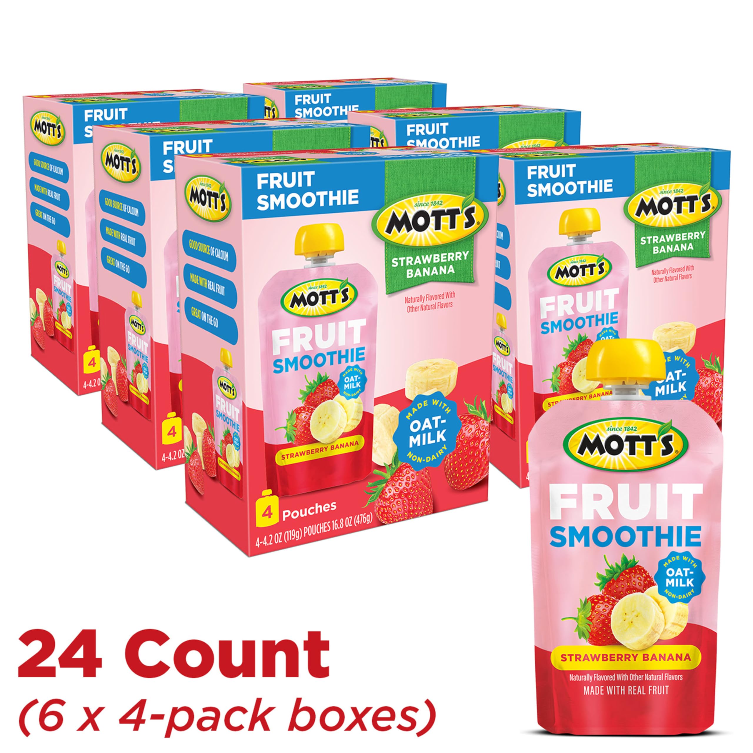 Mott's Fruit Smoothies dairy-free with oatmilk for creamy non-dairy flavor