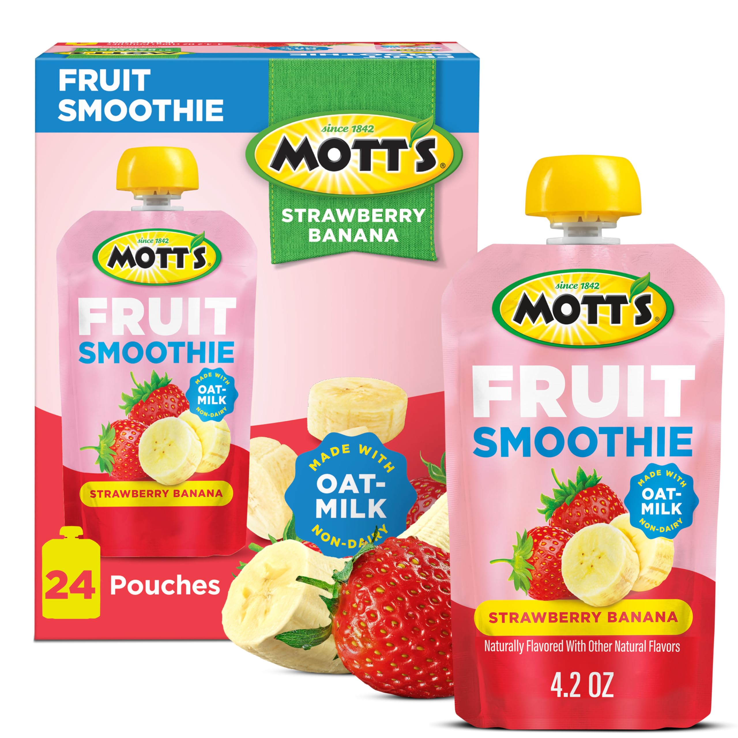 Mott's Fruit Smoothies strawberry-banana pouch ready-to-go for busy mornings