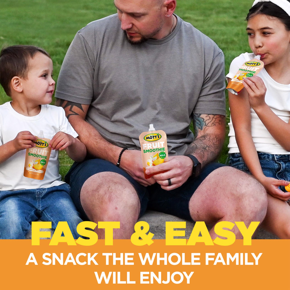 Mott's Vanilla Peach 8-pack packaging showcases value and family-friendly snacking