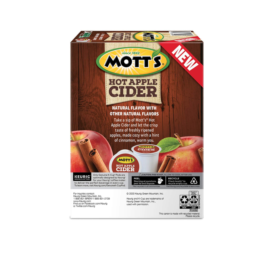 Shelf display featuring Mott's hot apple cider pods