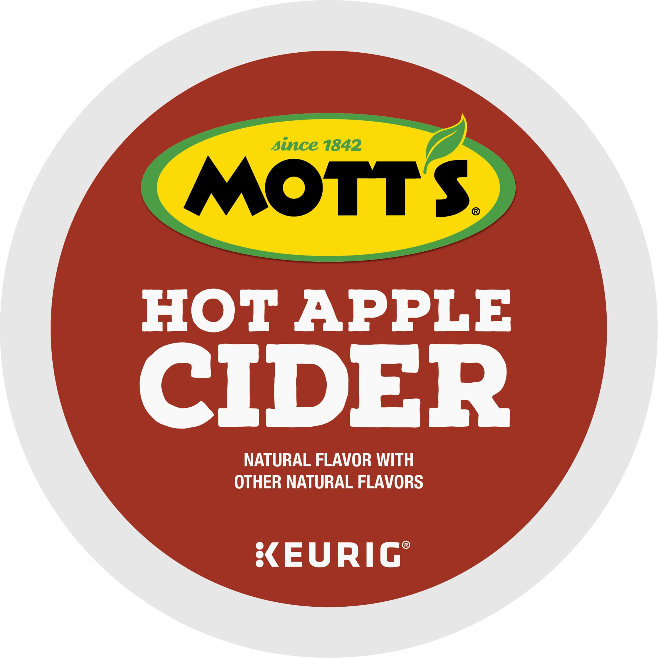 Mott's Keurig hot apple cider brewing cup shows easy single-serve convenience