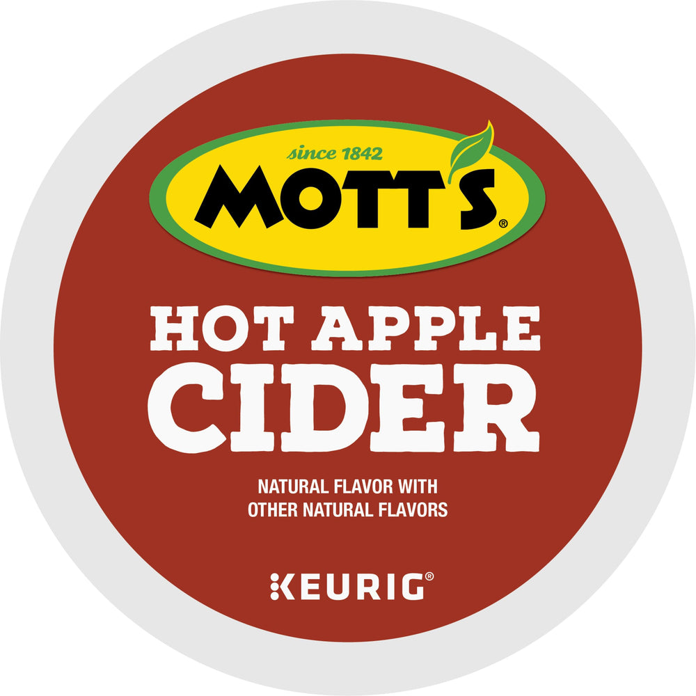Mott's Keurig hot apple cider brewing cup shows easy single-serve convenience