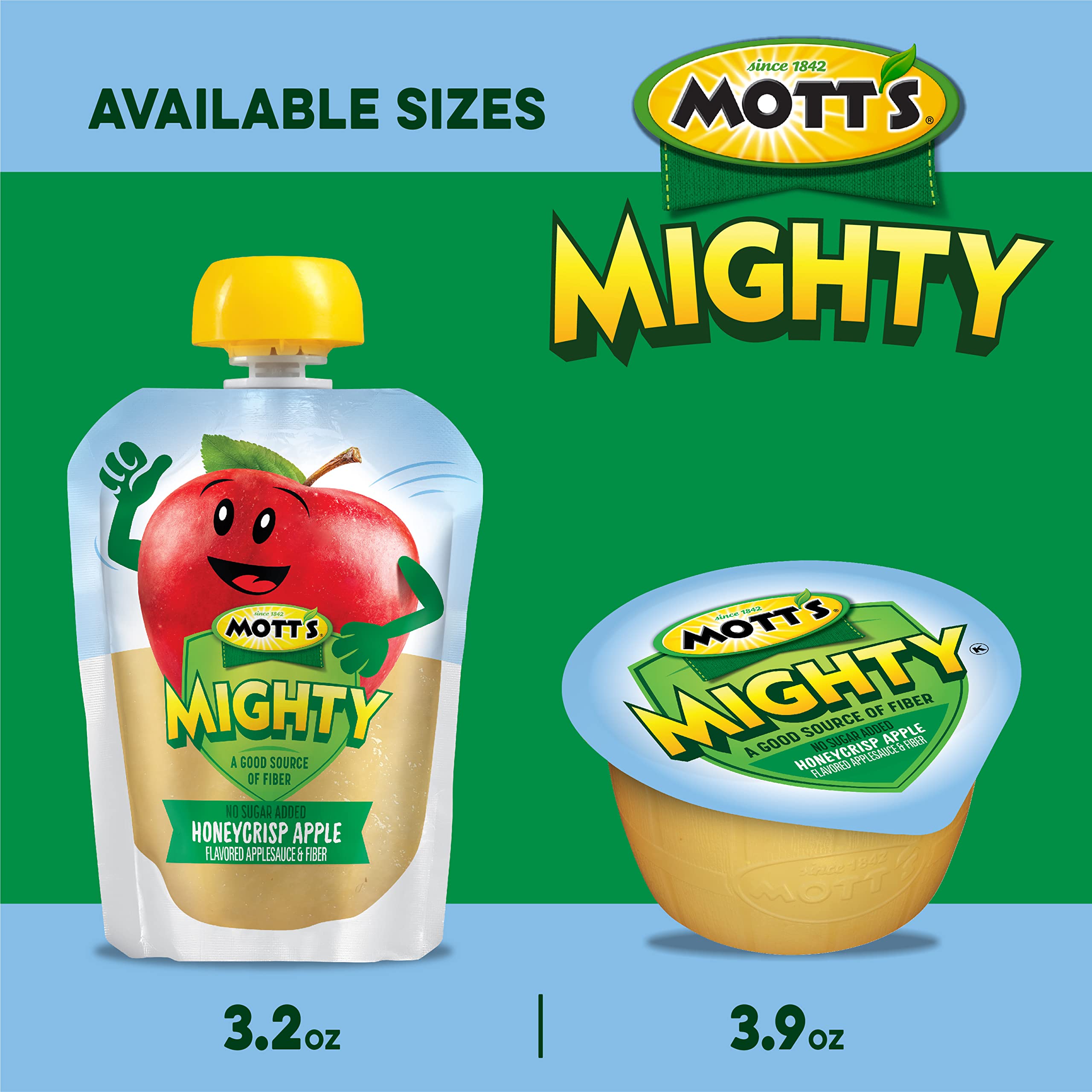 Mott's Mighty gluten-free applesauce with gluten-free badge visible