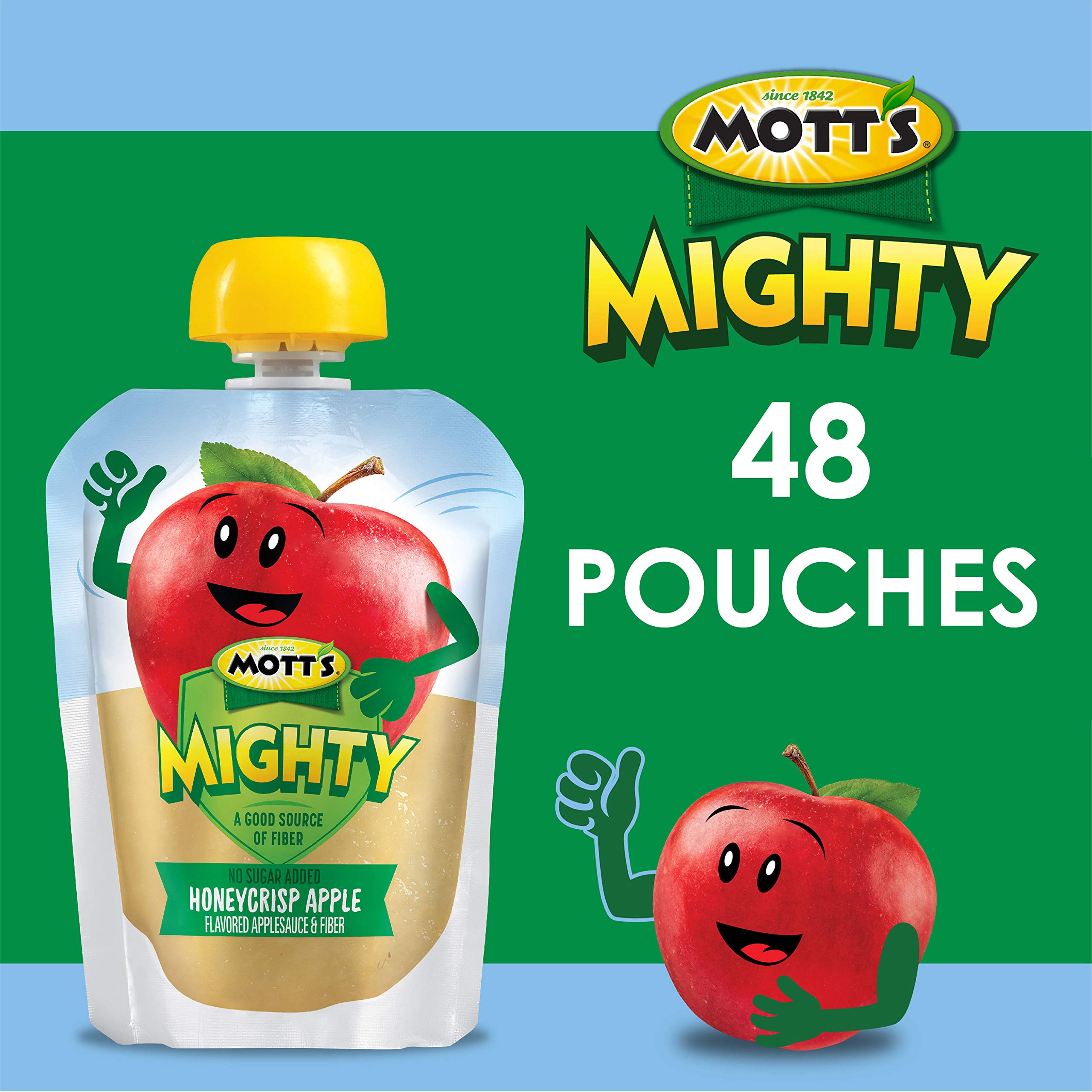 Mott's Mighty pineapple banana pouch bright and kid-friendly