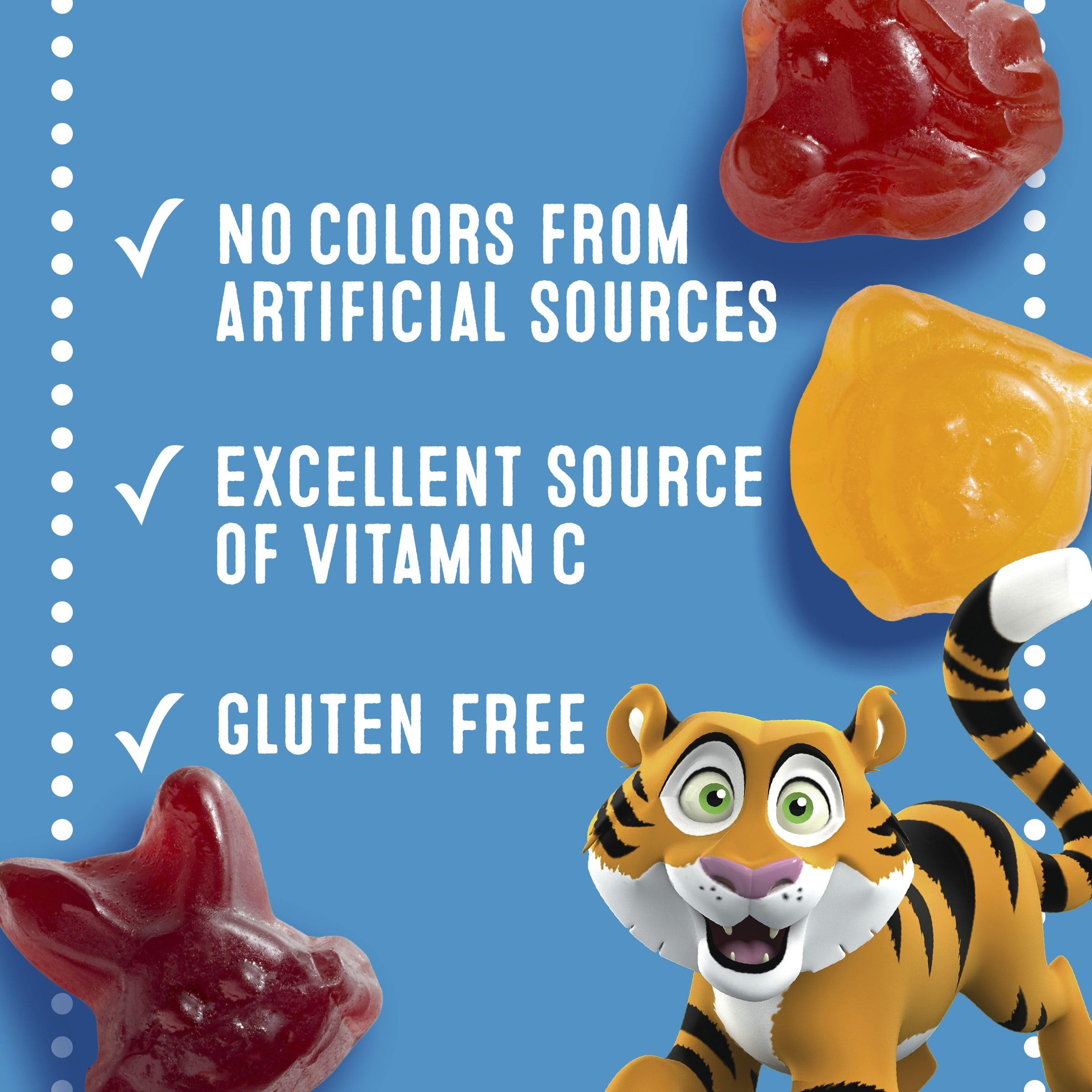 Mott's no artificial colors, bright gummies without synthetic dyes.