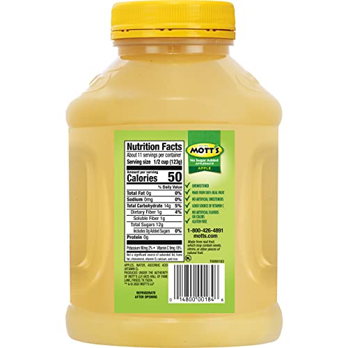 Mott's No Sugar Added Applesauce label closeup showing no artificial flavors