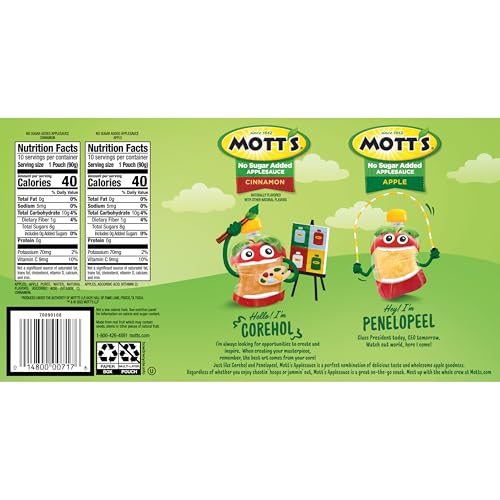 Mott's No Sugar Added Original Applesauce pouch, real fruit