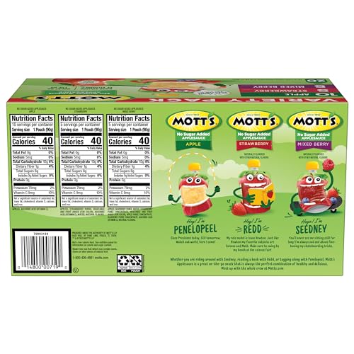 Motts No Sugar Added Applesauce Strawberry Pouch showcasing vibrant color and convenient on-the-go nutrition.