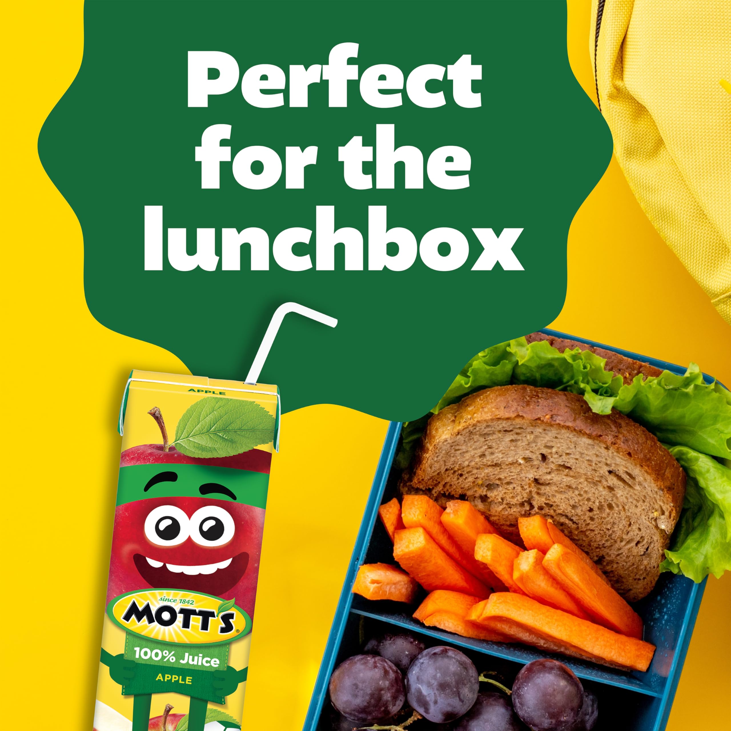 Mott's Original Apple Juice icons indicate gluten-free and kosher status.