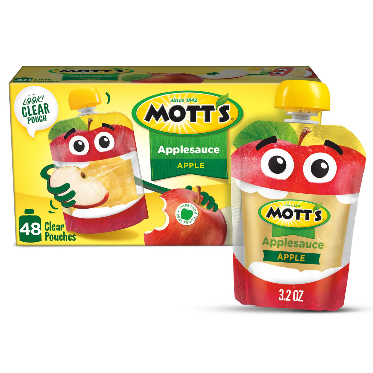 Mott's Original Applesauce 3.2 oz clear pouch for mess-free on-the-go snacking