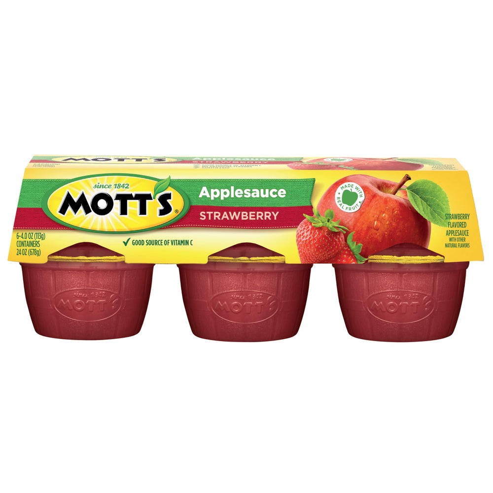 Mott's packed with strawberry flavor close-up highlights fruity taste.