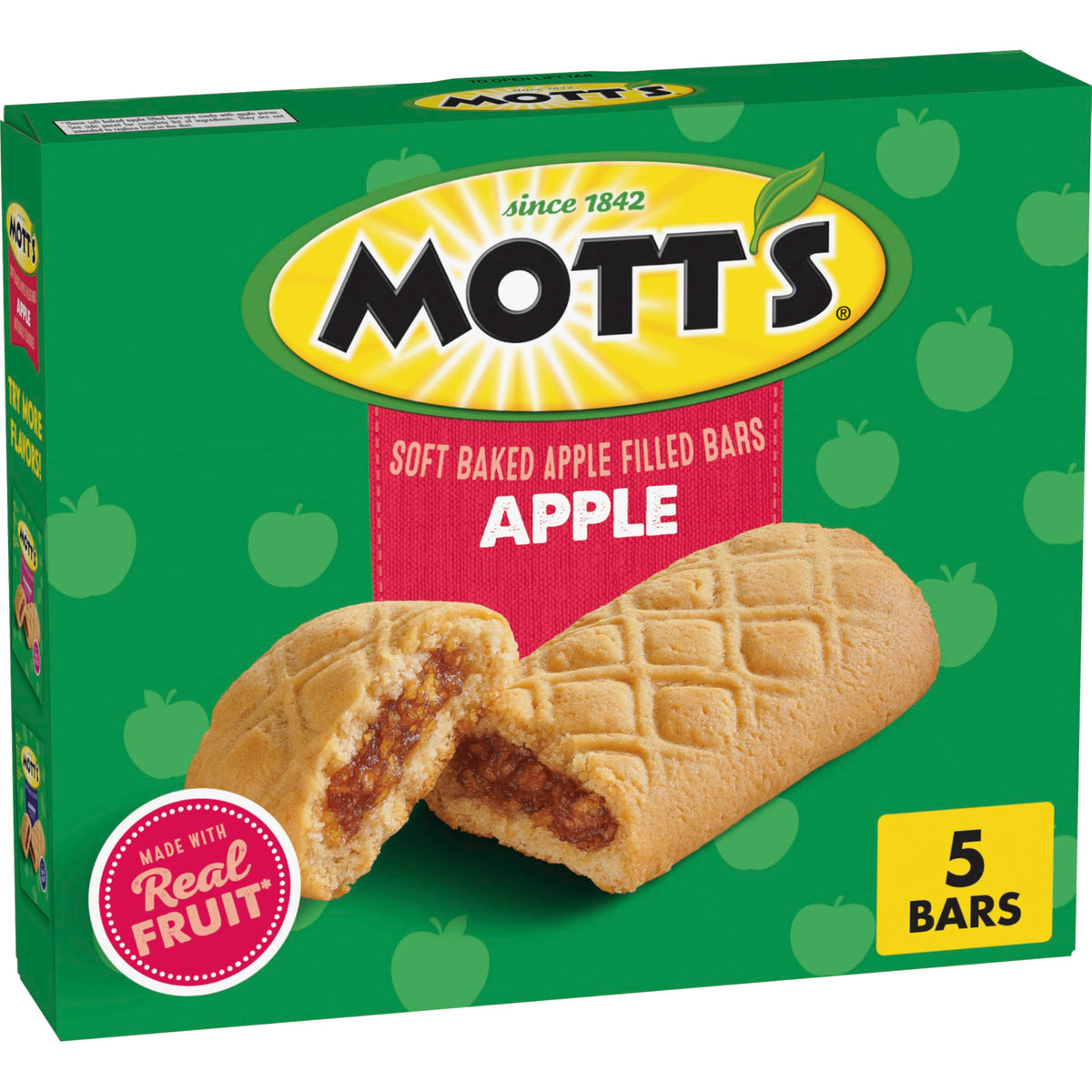 Mott's Soft Baked Apple Bar packaging for on-the-go snacking.
