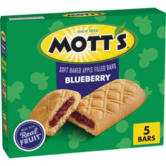 Mott's Soft Baked Apple Filled Bars blueberry box highlighting convenient family snack.