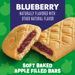 Panel shows apple puree and added fiber for a wholesome snack.