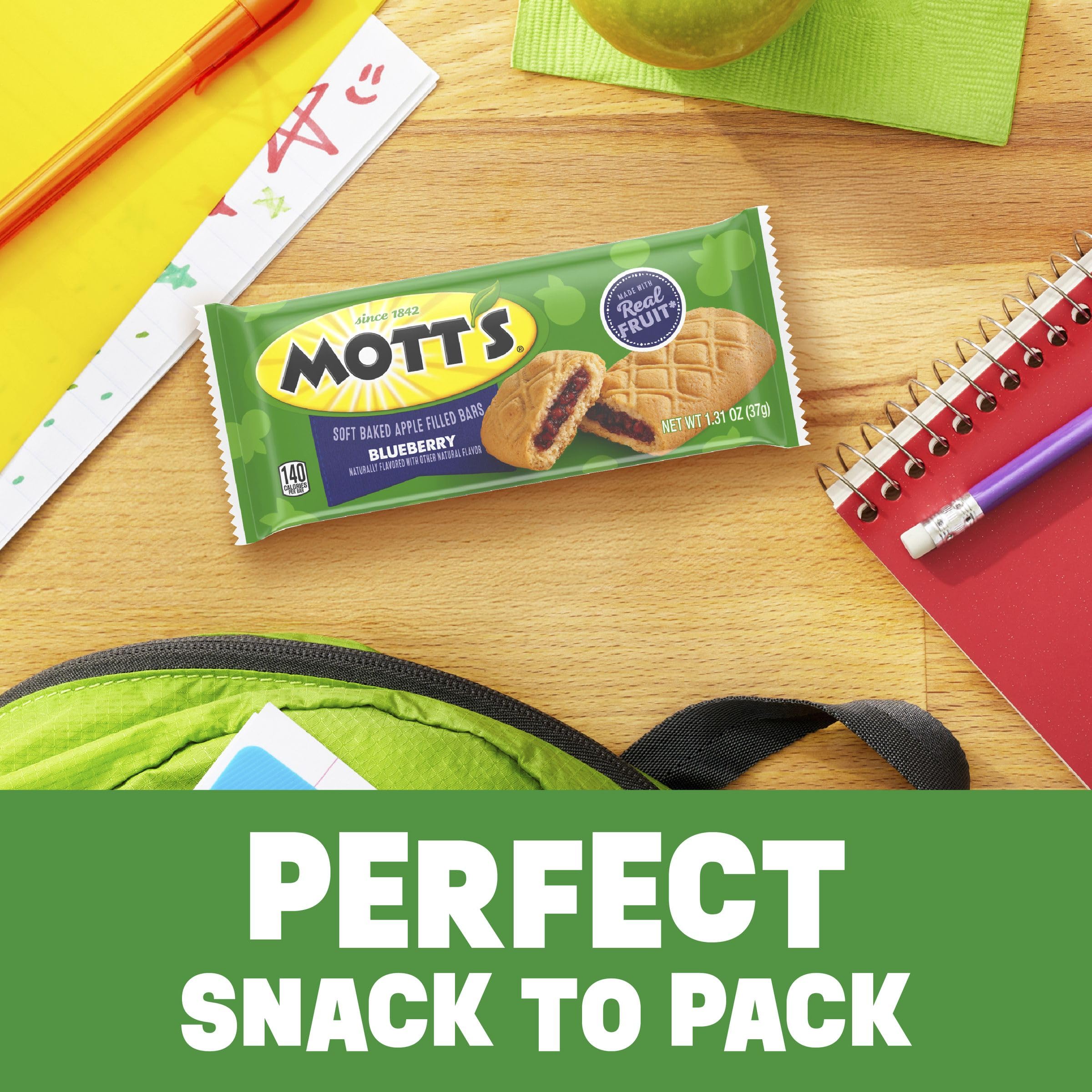 On-the-go bar from Mott's, ideal for quick breakfasts or energy boost.