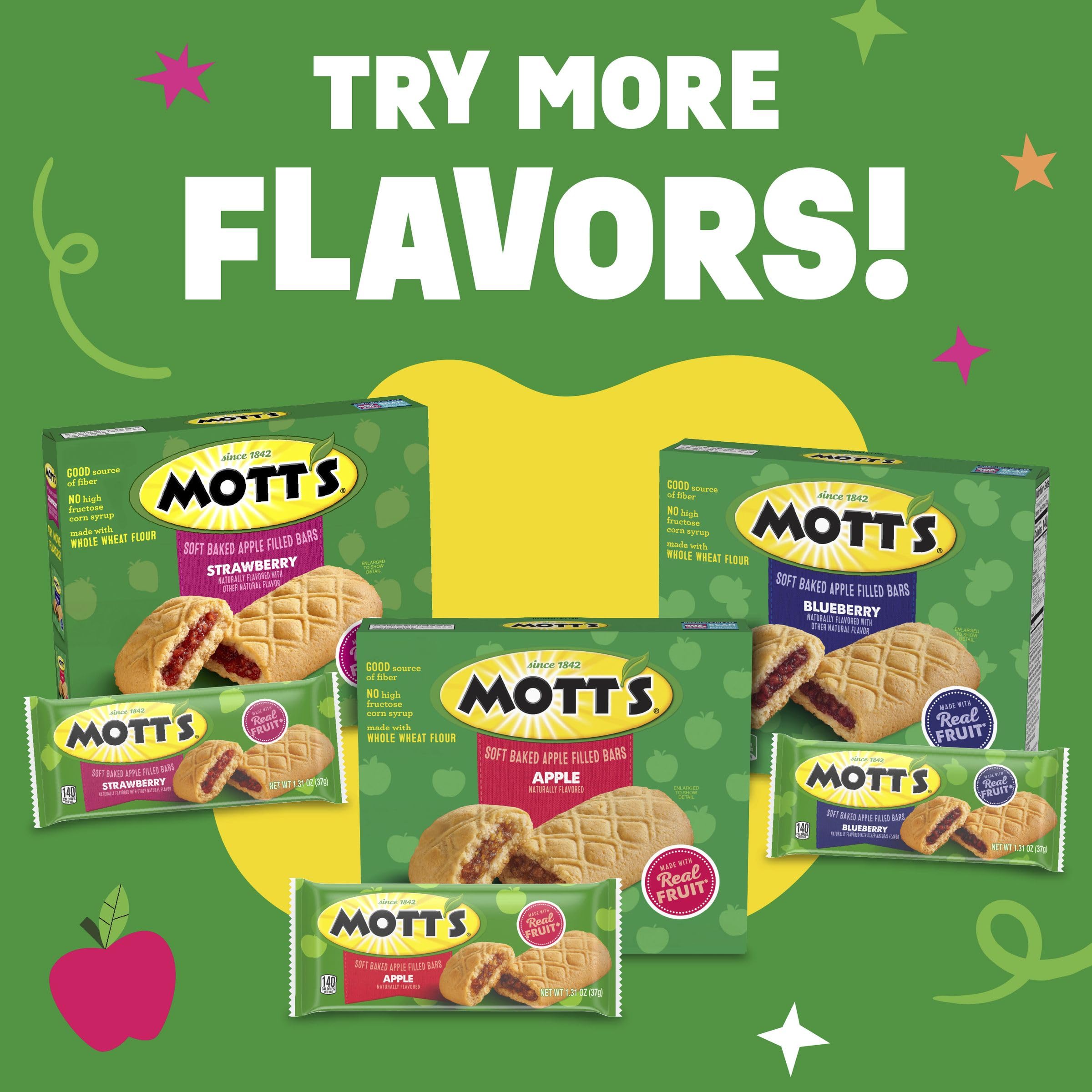 Serving suggestion featuring milk pairing with Mott's blueberry bar.