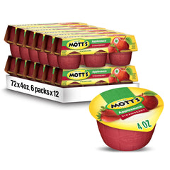 Mott's strawberry applesauce 4oz cup, convenient on-the-go snack with vitamin C.