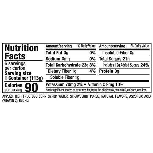 Mott's strawberry applesauce closeup flavor shows ripe fruit sweetness for lunchboxes.