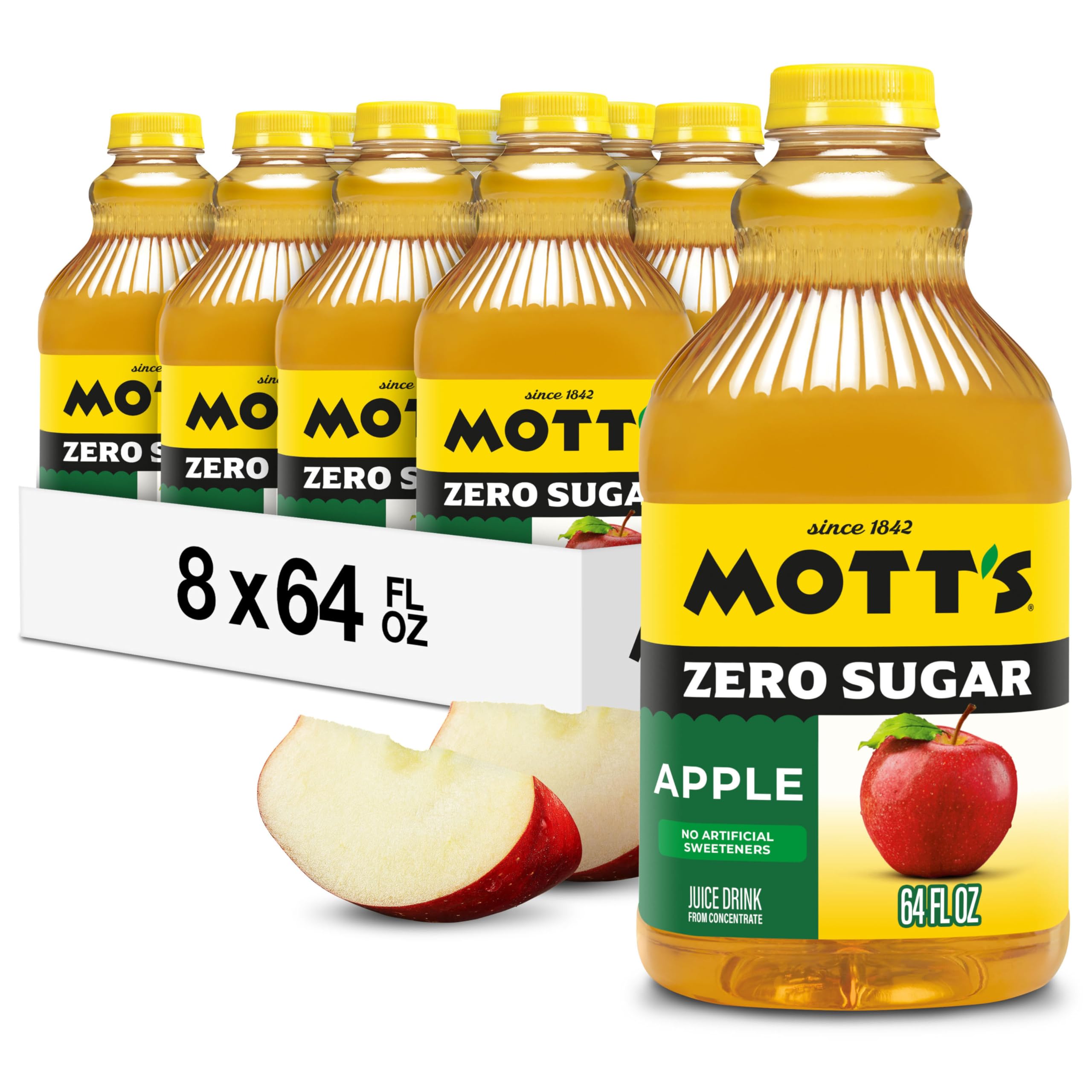 Motts Zero Sugar Apple Juice label close-up with vitamin C highlight