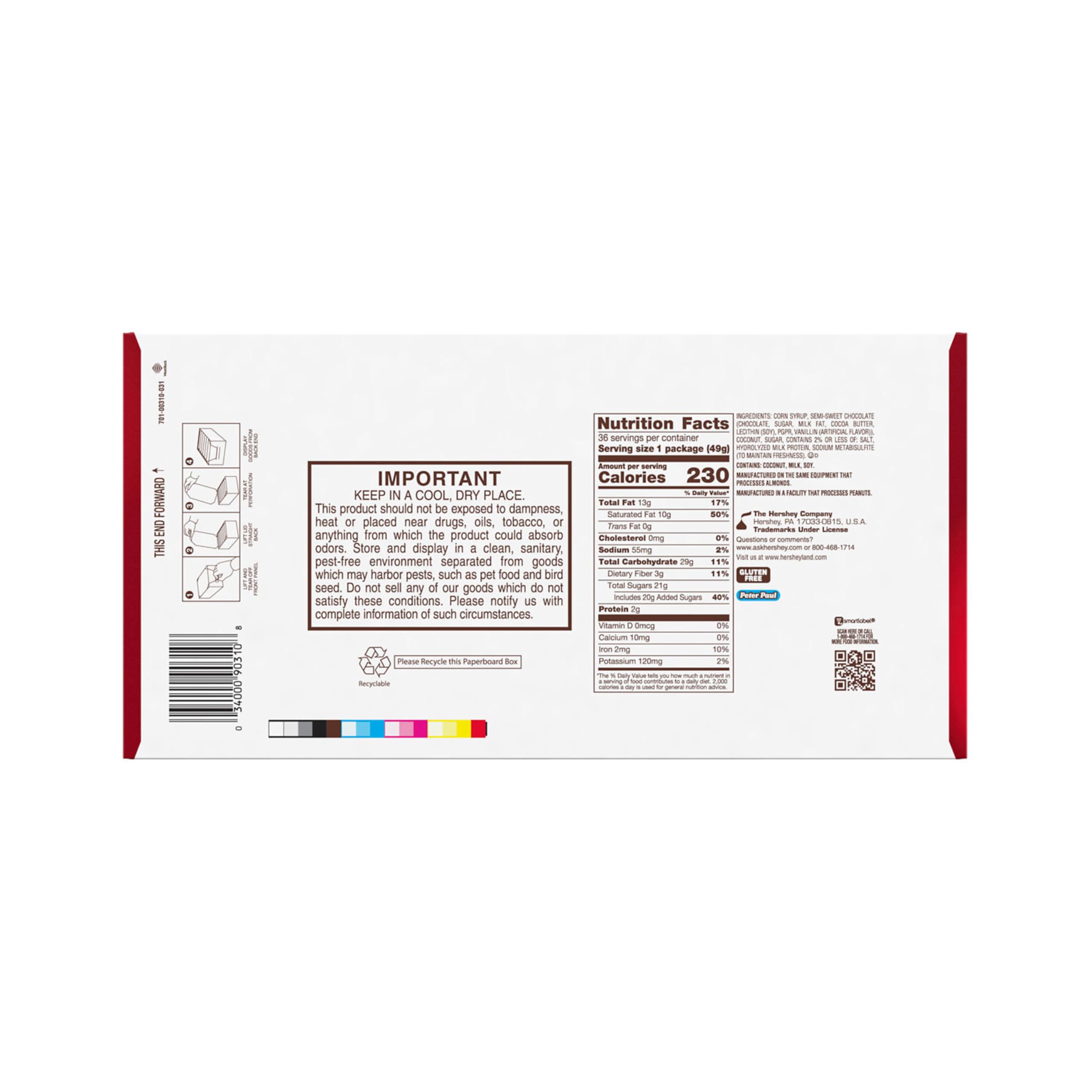 Individually wrapped MOUNDS bars, gluten-free and kosher-friendly for on-the-go snacking.