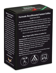 Mount Hagen decaf instant stick back reveals brewing options and flavor notes